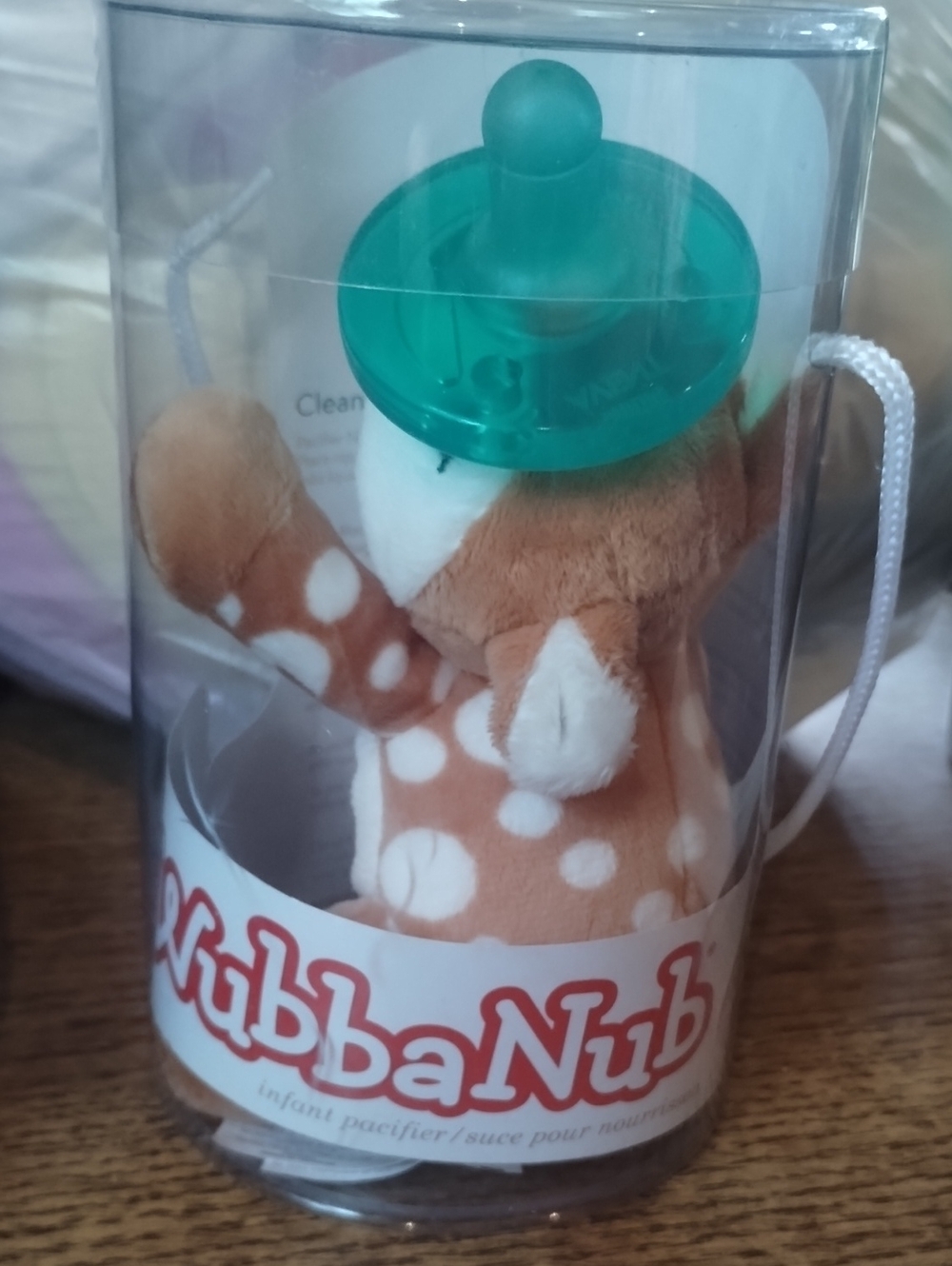NibbaNub Plush Pacifier Soothing Deer - Orange & White with Green Pacifier